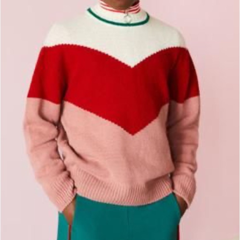 MARNI wool crew neck knit color block sweater